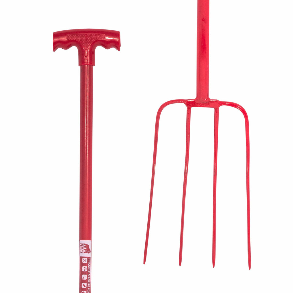 Red Gorilla - 4 Prong Manure Fork with T Handle