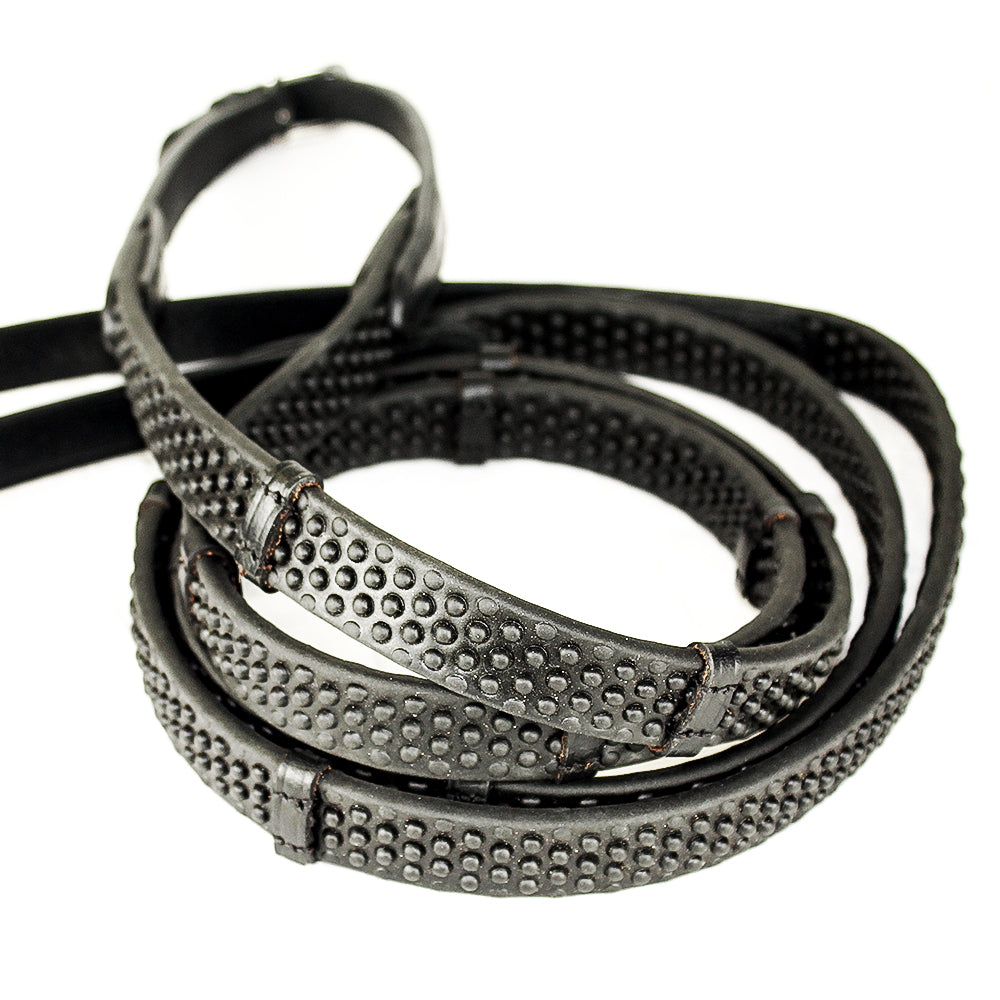 KM Elite Pro Grip Eventer Reins With Stoppers