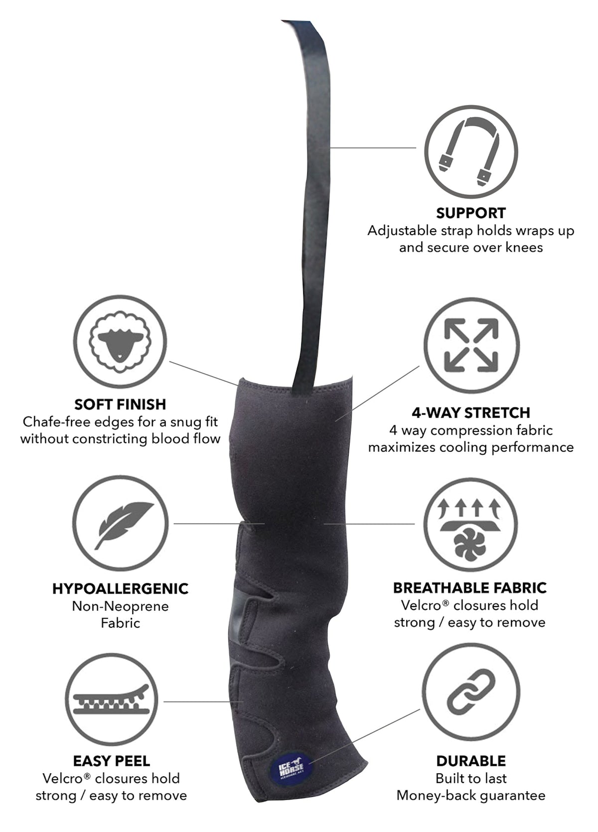 Knee-to-Ankle Wraps - Pair with 12 Cold Inserts