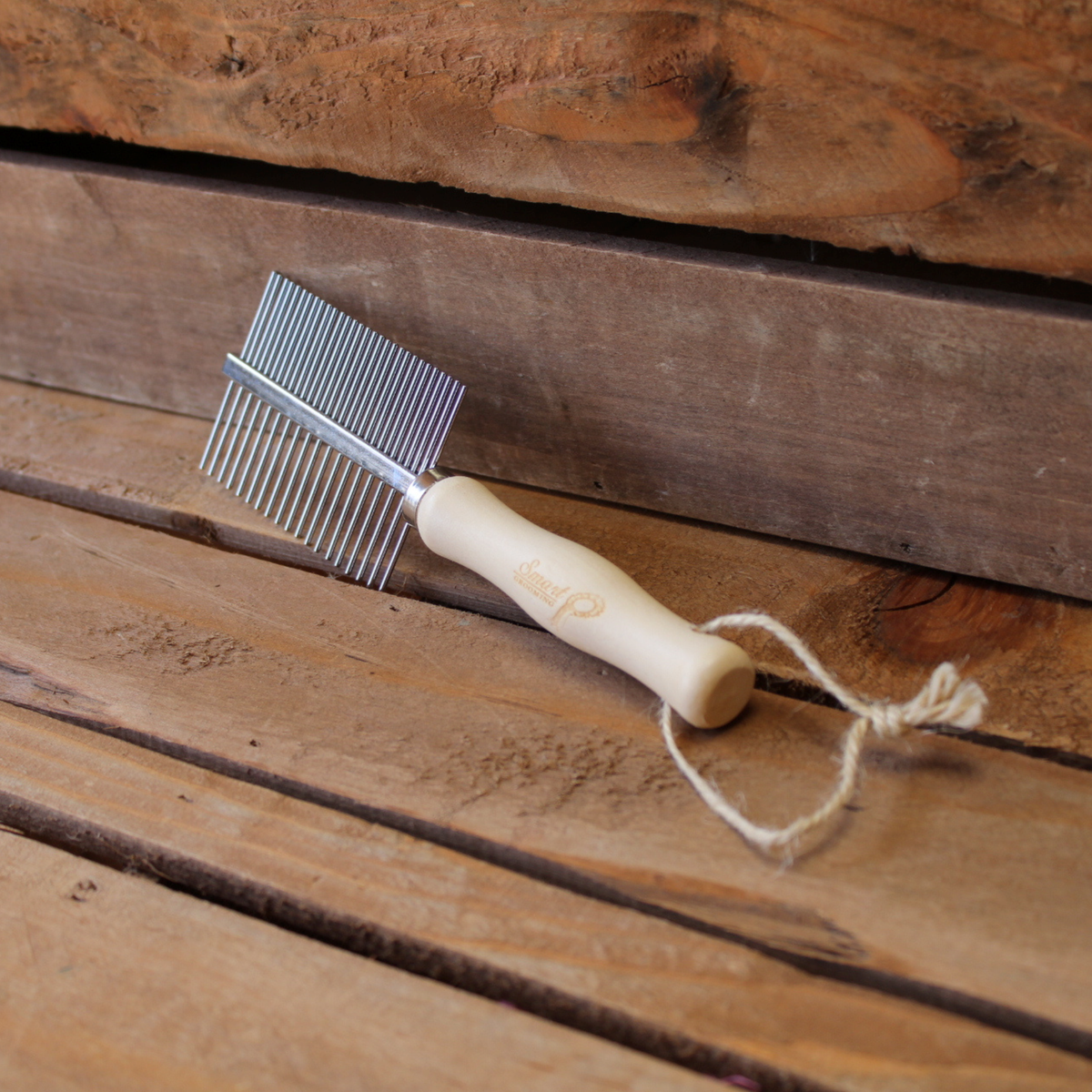 Double sided Comb (NEW) Bamboo handle with steel pins